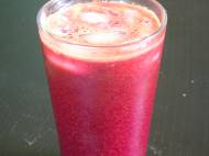 Beet, carrot, orange, spinach, celery, and ginger juice