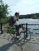 Phone call on a bike on Canal Lachine